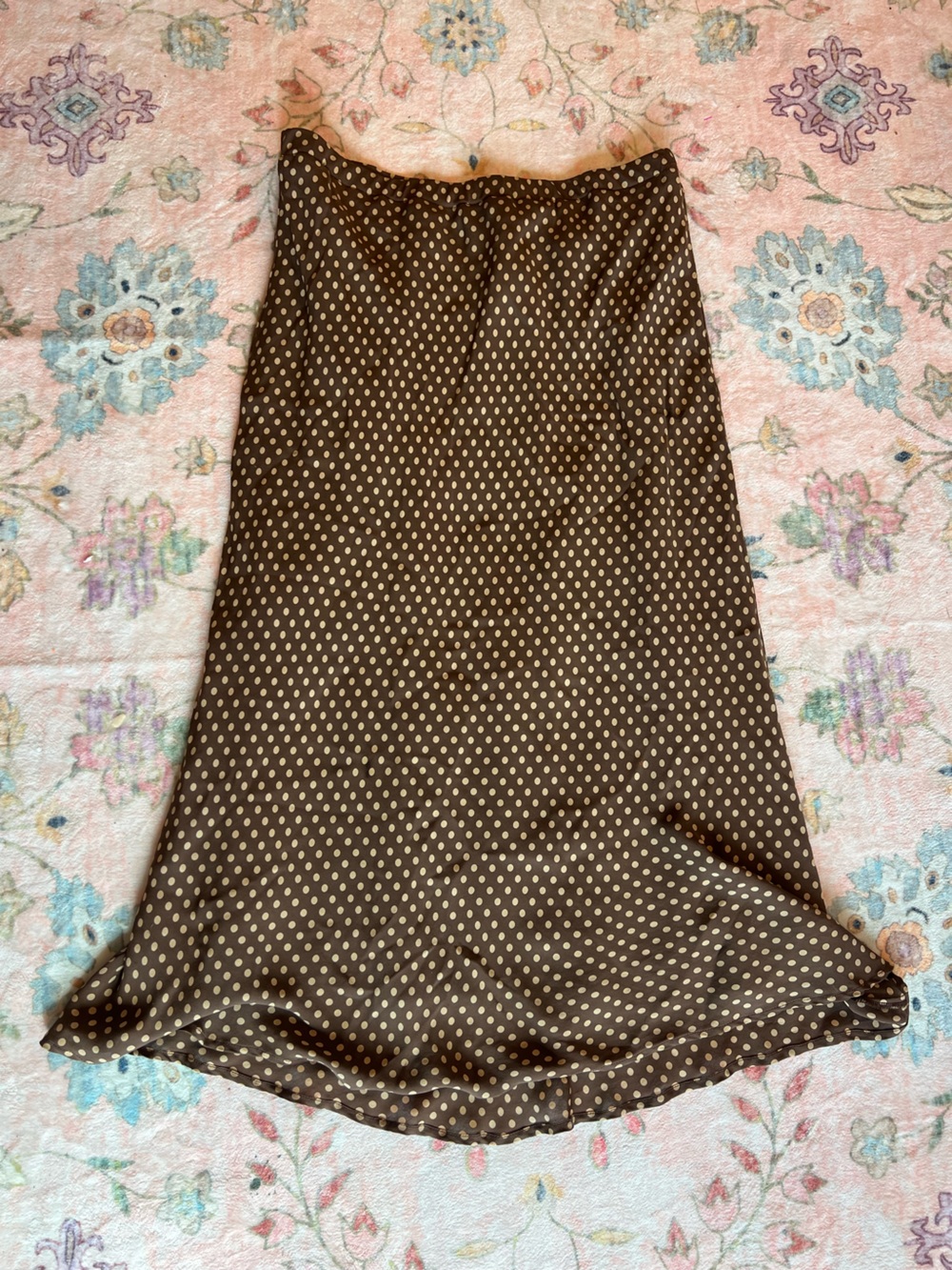 Monterey Bay Brown Midi Skirt with Cream Polka Dots
